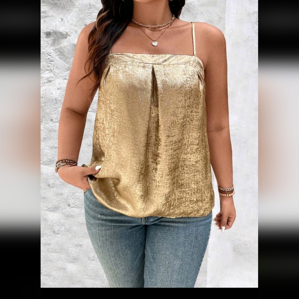 Gold Pleated Tank